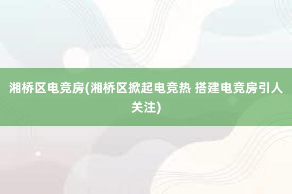 湘桥区电竞房(湘桥区掀起电竞热 搭建电竞房引人关注)