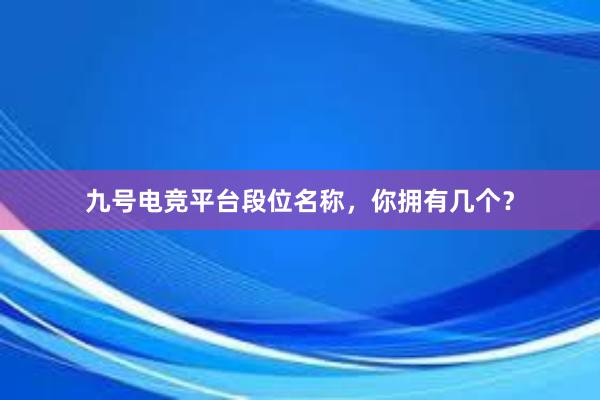 九号电竞平台段位名称，你拥有几个？