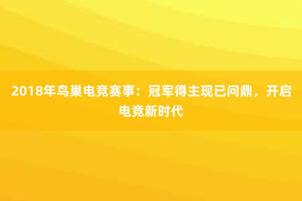 2018年鸟巢电竞赛事：冠军得主现已问鼎，开启电竞新时代