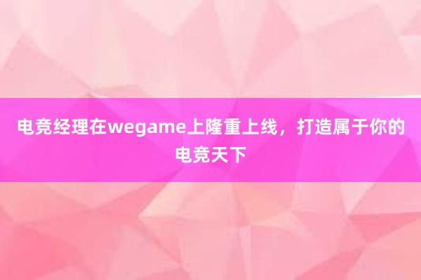 电竞经理在wegame上隆重上线，打造属于你的电竞天下