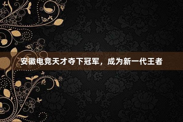 安徽电竞天才夺下冠军，成为新一代王者