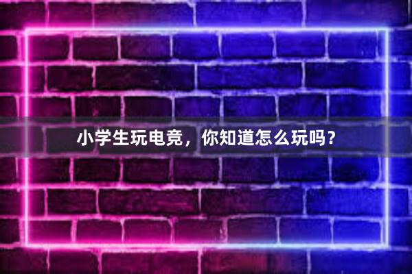 小学生玩电竞，你知道怎么玩吗？