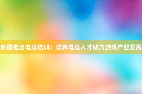 新疆推出电竞培训：培养电竞人才助力游戏产业发展