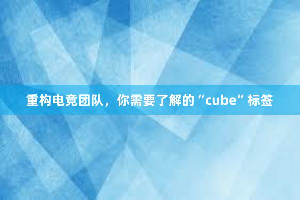 重构电竞团队，你需要了解的“cube”标签