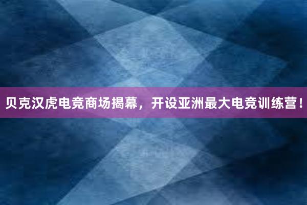 贝克汉虎电竞商场揭幕，开设亚洲最大电竞训练营！