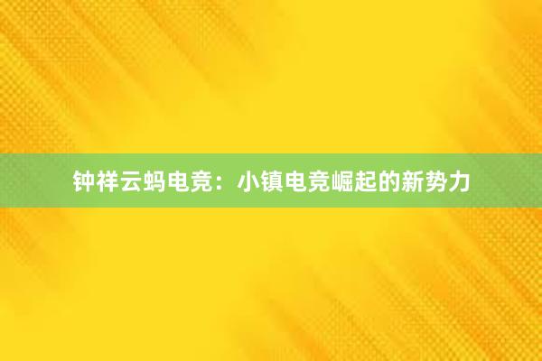 钟祥云蚂电竞：小镇电竞崛起的新势力